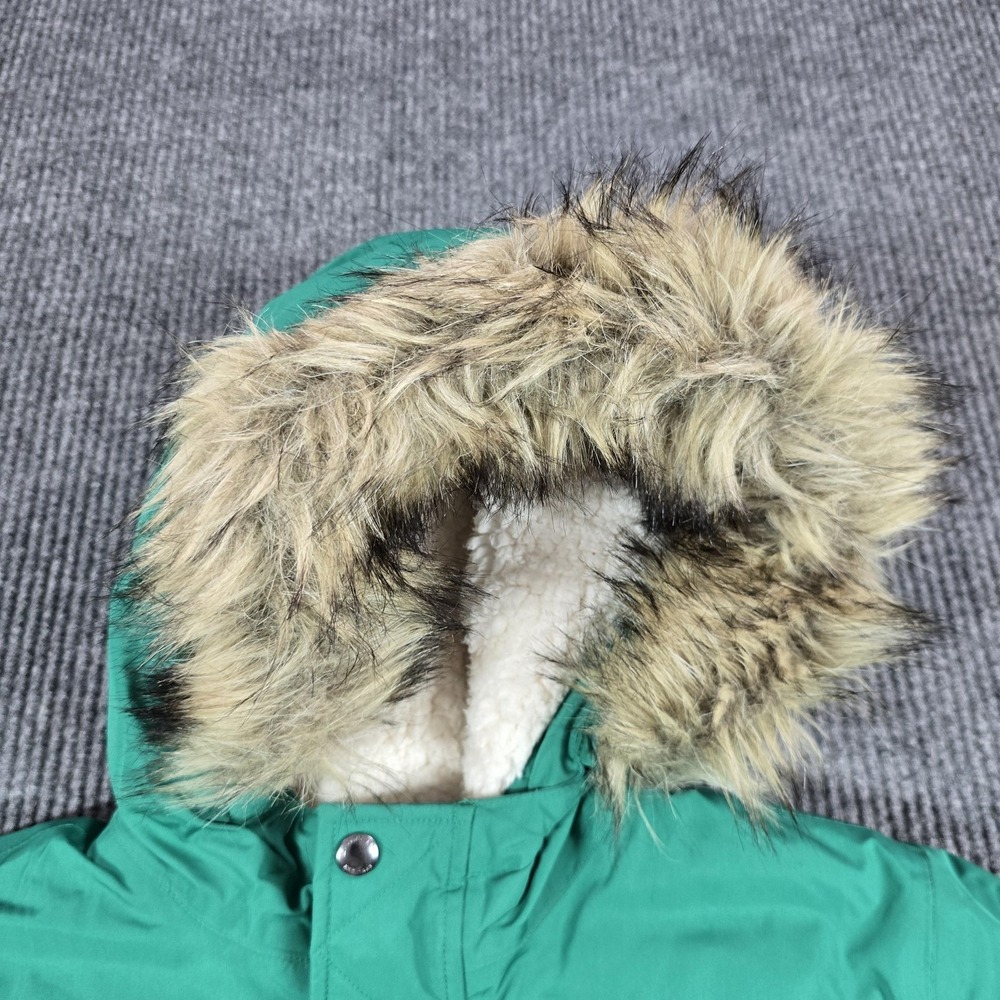 Lands End Parka Youth XL 18-20 Green Faux Fur Hood Down Insulated Winter Coat - Picture 9 of 13